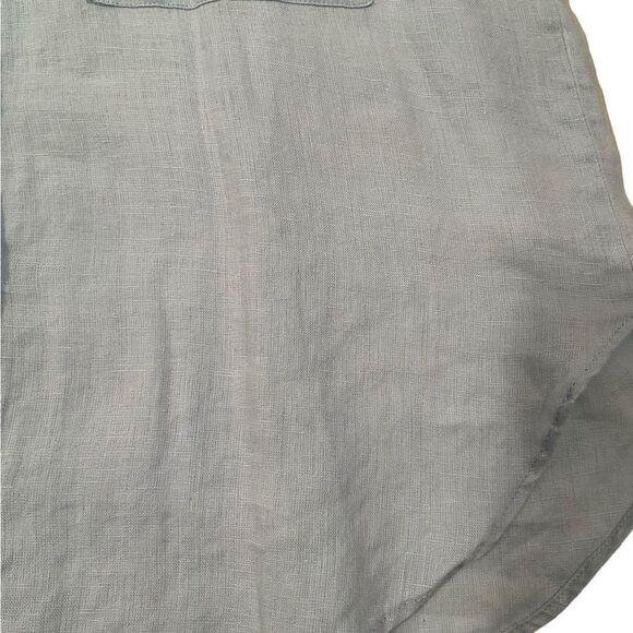 Zara Women's Size Large Linen Blue Button Down Long Sleeves Shirt Blouse - Picture 11 of 16